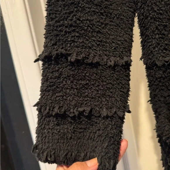 Cozy Black Women's Sweater - Barefoot Dreams Cozychic L - Picture 3 of 7